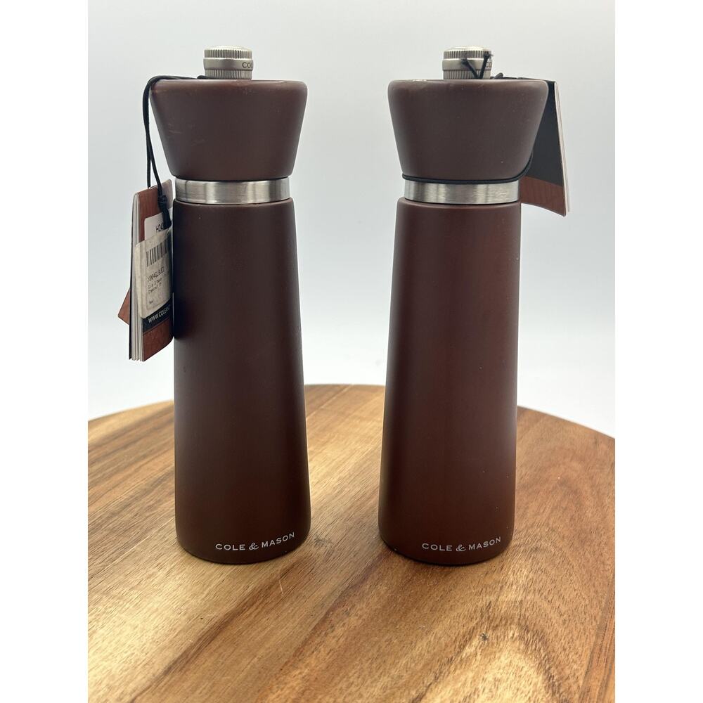 Cole & Mason England Salt Pepper Grinder Mill Set 2pc Wood Brown Medium